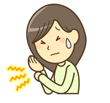 指が痛い女性のイラスト